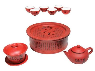 Green Ceramic and Bamboo Tea Set for Two (5 Pcs) - Honeymoon Tavern