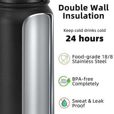 Fanhaw Insulated Water Bottle with Chug Lid - 20 Oz Double-Wall Vacuum Stainless  Steel Reusable Leak & Sweat Proof Sports Water Bottle Dishwasher Safe with  Anti-Dust Standard Mouth Lid (Black) - Yahoo