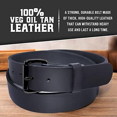 Genuine Veg Oil Tan Full Grain Leather-Mens Belts Leather Handmade By Amish-Heavy  Duty Mens Belt 1.5 Wide 9/14 Oz-Made In USA (Matte Black-Black Buckle, 32  BELT SIZE (FOR 30 PANT SIZE)) 