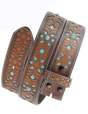 Topacc Western Belts for Womens Mens Cowgirl Cowboy Country Belts with Buckles for Jeans Pants Rodeo