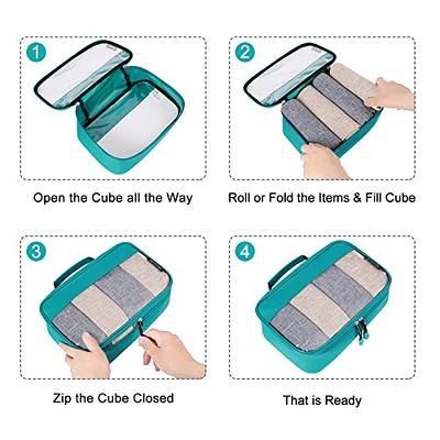 BAGAIL Clear Packing Cubes Packing Organizer for Travel Accessories Luggage Suitcase, Teal 4Set