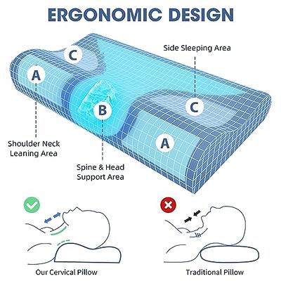 Hperycal Contoured Orthopedic Pillow Side Sleeper Pillows for Adults Neck Pain Relief, Ergonomic Orthopedic Sleeping Support Pillow for Side