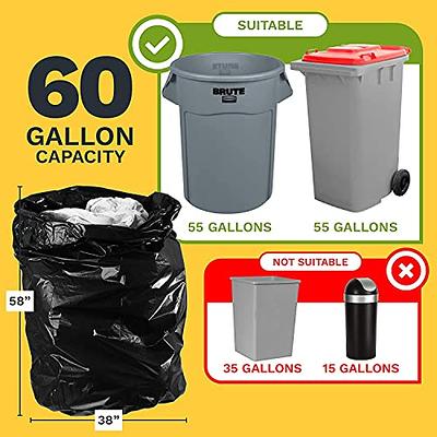 60 Gallon Extra Large Contractor Trash Bags 3 Mil, Durable Heavy