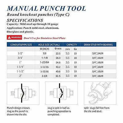 VEVOR Hydraulic Hole Punching Machine, 6 Ton Manual Hole Digger Punch,  Portable Metal Hole Digger Hydraulic Punch Kit with 5 Punch Dies 0.63 to  0.98 Inch for Iron Stainless Steel Aluminum Plates