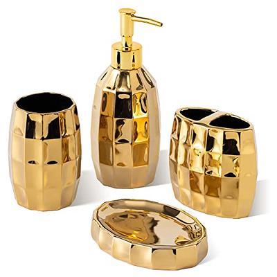 LushAccents Bathroom Accessories Set, 4-Piece Decorative Glass Bathroo –  lushaccents