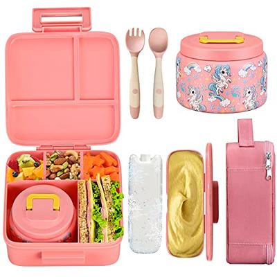 Lehoo Castle Bento Lunch Box for Kids with 5 Compartments,1250ml Lunch  Containers with Sauce Jar, Spoon&Fork, Durable, Leak Proof, BPA-Free and  Food-Safe Materials (Pink) - Yahoo Shopping