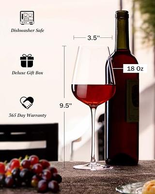 JYB&XY Red Wine Glasses Set of 4-Hand Blown Italian Style Crystal Bordeaux 22oz Wine Glass-Clear Lead-Free Premium Blown Glassware Gift Packaging