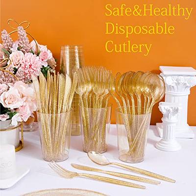 Lullaby 200pcs Gold Plastic Silverware, Gold Plastic Cutlery, Gold Utensils  Includes 100 Gold Forks, 50 Gold Spoons, 50 Gold Knives, Plastic Silverware  Sets for Parties Wedding, Birthday and Daily Use - Yahoo Shopping