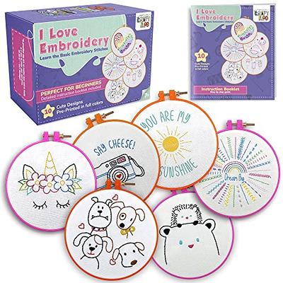 CRAFTILOO 10 Pre-Stamped Embroidery Patterns for Beginners Embroidery Kit  for Kids Girls Needlepoint Kits for Beginners Cross Stitch Craft Sewing  Perfect for Ages 7-13 - Yahoo Shopping