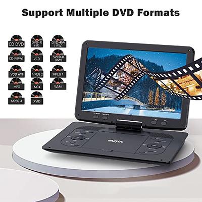 17.5 Portable DVD Player with 15.6 Large HD Screen, 6 Hours Rechargeable  Battery, Support USB/SD Card/Sync TV and Multiple Disc Formats, High Volume