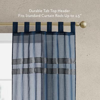 Window Curtain Panels with Tiebacks by Jessica Simpson, Sheer Faux Linen Tab  Top, Indigo Blue, 38 x 84 - Yahoo Shopping