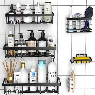 Moforoco Shower Caddy Shelf Organizer Rack, Self Adhesive Black