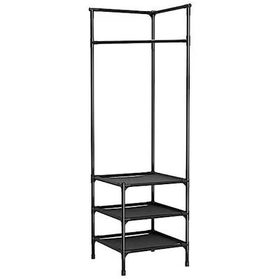 URTR Black Clothing Garment Rack with Shelves, Metal Cloth Hanger