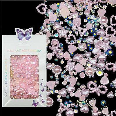 3D Nail Charms Purple Color Acrylic Multi Styles Heart Flower Bowknot  Butterfly Cute Nail Charms Hollow Pearls Nail Rhinestones Charms for  Acrylic