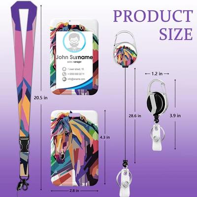 Onevenvi ID Badge Holder with Lanyard, Art Horse Lanyards for Id