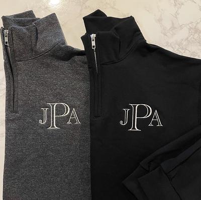 Monogram Embroidered T-Shirt, Sweatshirt, Hoodie, Quarterzip, or Full Zip  Jacket