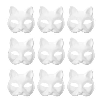 SAFIGLE Cat Mask Therian Mask Animal Mask Halloween Mask for Kids Adults  White Cat Mask Hand Painted Face Mask Animal Party Cosplay Costume