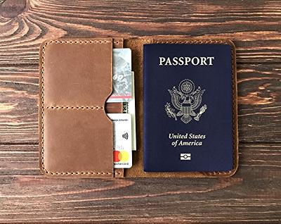 Personalized Leather Passport Wallet - Engraved Compass with Name