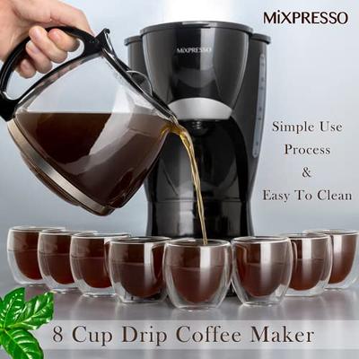 Mixpresso 8-Cup Drip Coffee Maker Programmable, Coffee Pot Machine  Including Reusable & Removable Coffee Filter, Black Electric Coffee Maker -  Yahoo Shopping