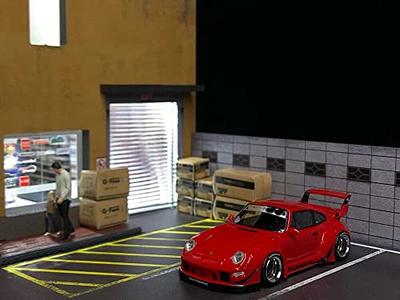 Diorama 1/64 Car Garage Model LED Lighting Parking Lot Scenery Display  Model Toy