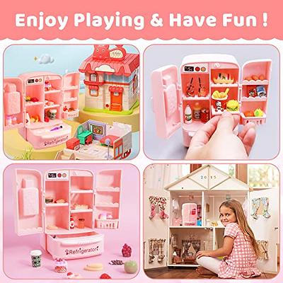 Mini Electric Princess Kitchen Toy Set With Refrigerator And