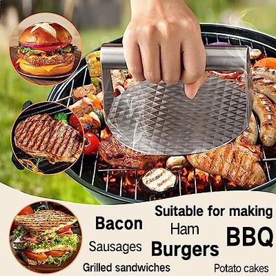 Stainless Burger Press Meat Smasher Hamburger Steak No-Rust for Griddle BBQ