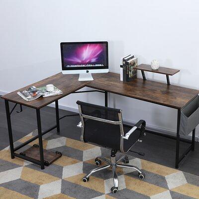 L-Shape Corner Computer Desk PC Wood Steel Laptop Table Workstation Home  Office 