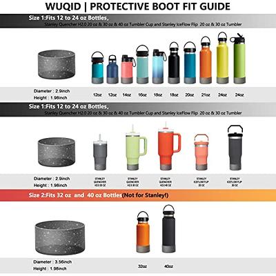 WUQID Protective Silicone Boot Sleeve for 12oz-40oz Sport Flask/Stanley Water  Bottles Tumbler Anti-Slip Bottom Sleeve Cover for All Water Bottles Bottom  Width of 2.83&3.56in Fits 12oz to 24 oz Bottles Clear