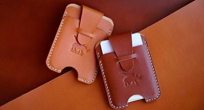 Leather Envelope Card Holder/Personalized Credit Slim Front Pocket