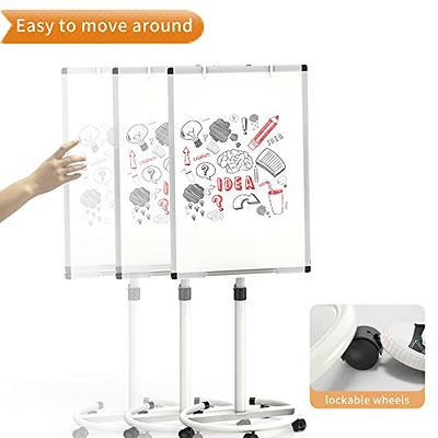 White Board Magnetic Mobile Dry Erase Board Easel 36 x 24 inch Wheels  Movable Stand Whiteboard with Flipchart Hook Height Adjustable
