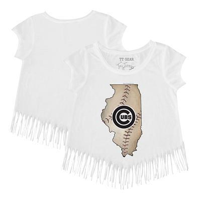 Chicago Cubs Tiny Turnip Toddler Baseball Bow T-Shirt - White