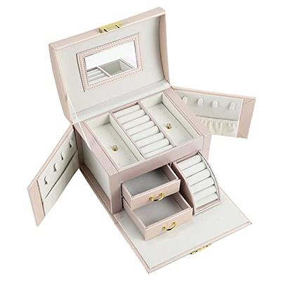 Pengup Jewelry Rings Earrings Organizer Display Case Box Showcase with  Glass Lid (Beige, 24 Grid) - Yahoo Shopping