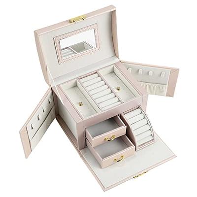 Glodwheat Jewelry Box for Women, Jewelry Storage Box with Lock and Mirror  Travel Jewelry Organizer Box for Watch Rings Necklace Bracelet Earring -  Yahoo Shopping