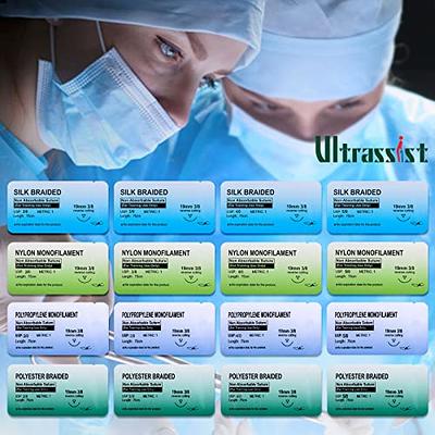 Ultrassist Suture Kit for Suture Training, Silicone Stitching Pad with Durable Embedded Mesh, Includes Suture Tools Kit & Various Suture Threads and