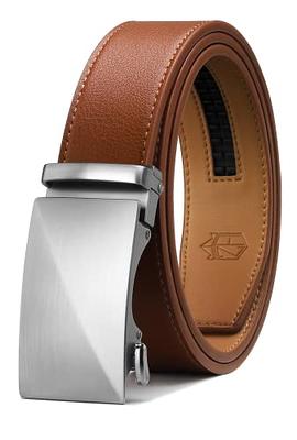 BULLIANT Men Belt, Ratchet Click Sliding Leather Belt for Men 1 3/8,Cut for  Fit at  Men’s Clothing store