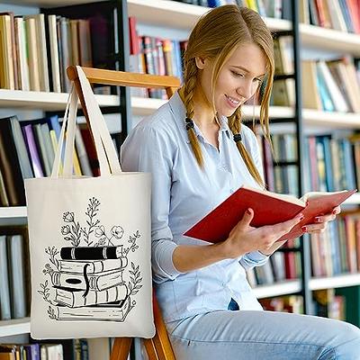 Sweetude 12 Pcs Canvas Tote Bags Bulk Reusable Flower Book Themed