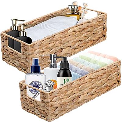 Dracelo Beige Bathroom Storage Organizer Tray Toilet Paper Storage Basket, Towel Bread Baskets for Kitchen Organizing