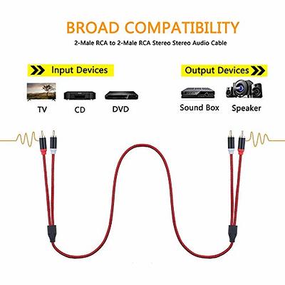 RCA Cable, 2RCA Male to 2RCA Male Stereo Audio Cables 【Hi-Fi Sound】Braided  RCA Stereo Cable for Home Theater, HDTV, Amplifiers, Hi-Fi Systems, Car