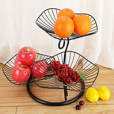 OwnMy 3-Tier Fruit Basket Stand Decorative Iron Fruit Bowl, Metal