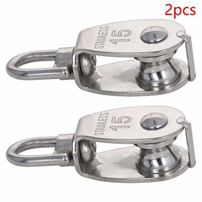 MroMax 2Pcs M15 Lifting Hoist Swivel Hook Single Pulley Block Hanging Wire  Towing Wheel Stainless Steel Silver Tone - Yahoo Shopping