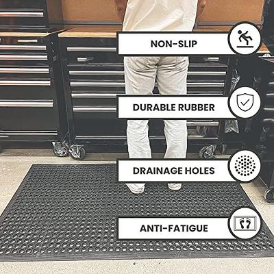 ROVSUN Rubber Floor Mat with Holes, 36''x 60'' Anti-Fatigue/Non-Slip  Drainage Mat, for Industrial Kitchen Restaurant Bar Bathroom Utility Garage  Pool