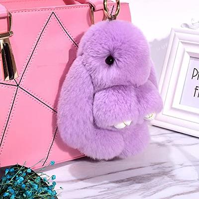 Unpafcxddyig Pom Pom Keychain Artificial Fur Puff Ball Keychains Fluffy  Tote Pendant Car Bag Charm