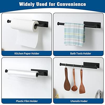 Self Adhesive Paper Towel Holder Under Kitchen Cabinet, Vanwood Paper Towel  Rack Stick on Wall, Matte Black Paper Holder
