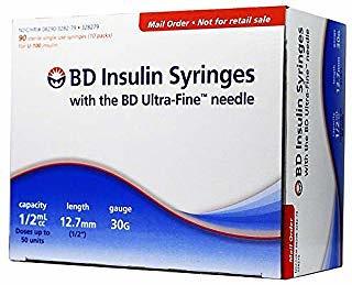 BD Ultra-Fine Insulin Syringes 30G 1/2 cc 1/2 inch 90/bx - Yahoo Shopping