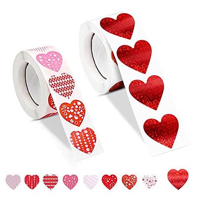 Valentine Glitter Red Heart Stickers - Heart Decorative Labels 500