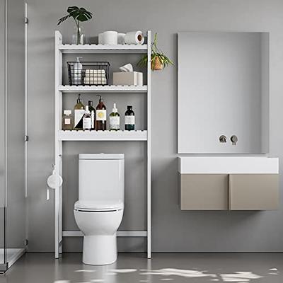 AmazerBath Bamboo Over The Toilet Storage Shelf, White