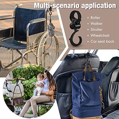  Large Stroller Hooks for Mommy, 2 pcs Carabiner Stroller Hook  Organizer for Hanging Purses, Diaper Bag, Shopping Bags. Clip Fits  Single/Twin Travel Systems, Car Seats and Joggers (Black+Rose) : Baby