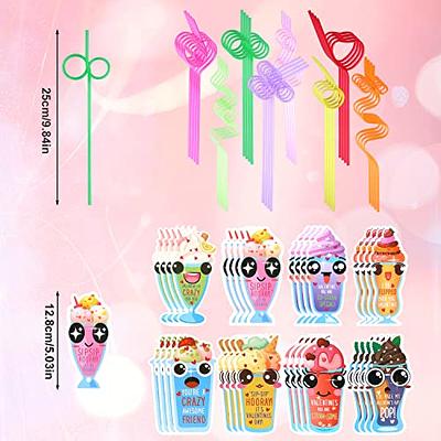 24 Pieces Valentine's Day Heart Shaped Straws Reusable Crazy Loop Straws  Valentine Theme Party Plastic Drinking Straws for Valentine's Day Birthday