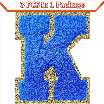 Letter Patches Iron on 3Pcs Chenille Letters for Jackets Varsity Letters  Patches Letterman Glitter Patches Iron on Letter Dark Blue K - Yahoo  Shopping