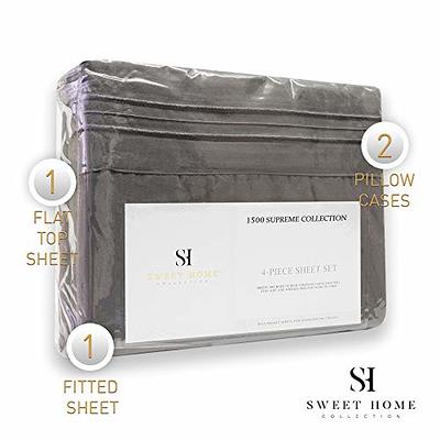 Extra Deep Pocket Fitted Sheet Elastic Corner Straps Fitted Sheets 18 -  21 Queen Size Charcoal Gray Color 